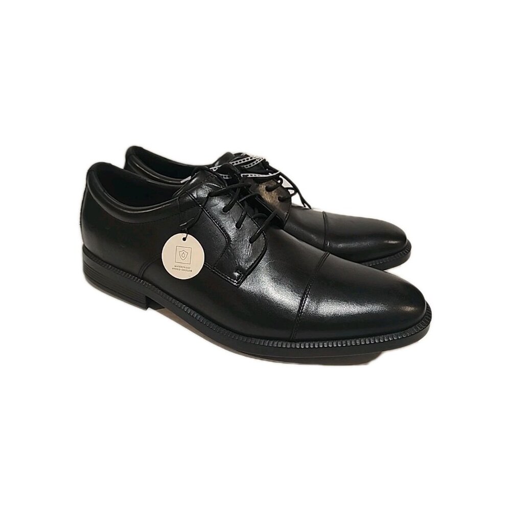 ROCKPORT size 13 Waterproof mens black leather cap toe oxford dress shoes vibram